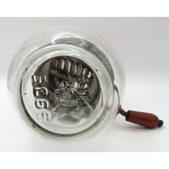 Vintage Androck Nut Meat Chopper with Glass Jar Red Metal Top Farmhouse Kitchen - Picture 10 of 15